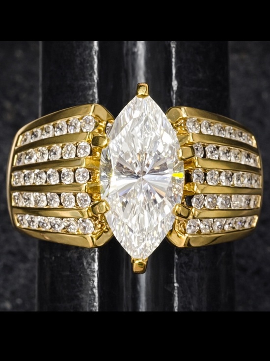 Victoria Wieck Jewelry - Victoria Wieck vintage Marquise Solitaire CZ engagement wedding band ring gold